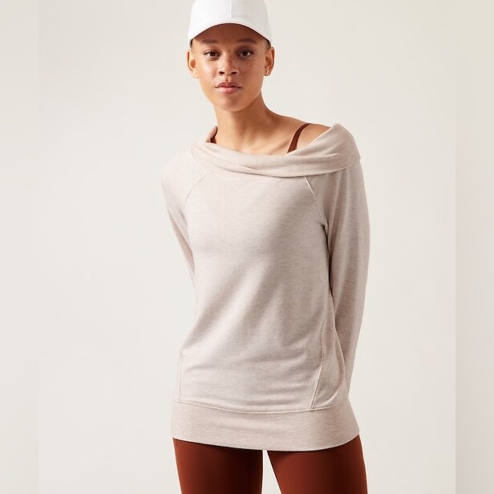 Athleta Studio Barre Sweatshirt. Size XS. Toasted Oatmeal/Brown EUC